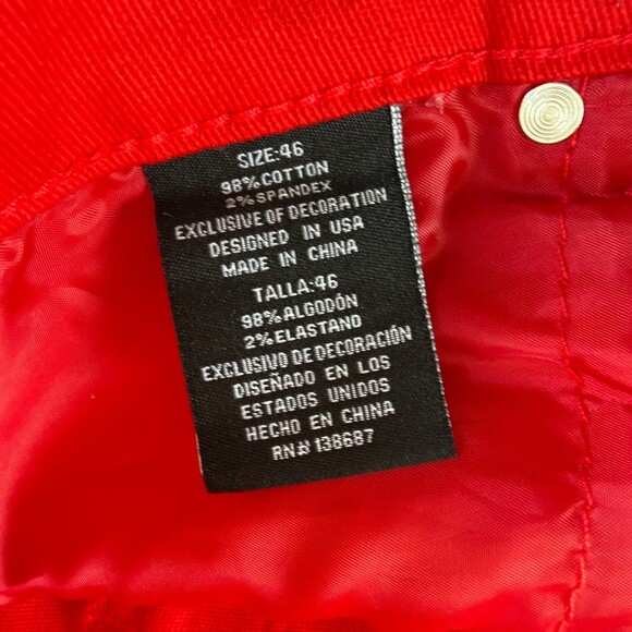 NWT Trestles Supply Co. Men's Red Jeans, Sz 46, Stretch, Motivational Text - Picture 14 of 15